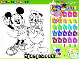 Colorear a Mickey Mouse y a Donald